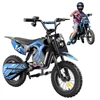 Kép 2/7 - A14 elektromos gyerek motor, 500W, 36V 5.2Ah akkumulátor, 14'' kerék, 27km/h, 22km hatótáv, tárcsafék, dupla rugózás, LCD kijelző - Kék