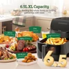 Kép 4/9 - CHEFREE AF500 1700W 6,5L Forrólevegős sütő okos hőmérővel, 8 az 1-ben programmal, gyors 230℃ felfűtéssel, rázási emlékeztetővel