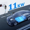 Kép 2/7 - VDL POWER EC31 hordozható EV töltő, 11kW gyorstöltés, 5m kábel, állítható áramerősség, Type 2, IP65, LCD kijelző