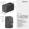 Kép 9/13 - MINIX TP140 140W univerzális utazó adapter, 3 USB-C, 1 USB-A töltővel