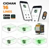 Kép 5/9 - CIGMAN CM-S04 16 vonalas lézeres szintező: 4x360° zöld fény, LCD kijelző, ±1.5mm pontosság, App/távirányító, IP54, 2 db akkumulátor