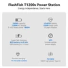 Kép 8/11 - Flashfish T1200s hordozható erőmű, 768Wh LiFePO4 akku, 1200W AC (2400W peak), 100W USB-C, 14 port, LED lámpa, kempinghez és vészhelyzetre