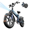Kép 2/13 - URLIFE T5 elektromos kerékpár 750W, 48V 13Ah, 20x4” ballonos gumik, 45 km/h, 125 km hatótáv, összteleszkóp, Shimano 7 - Kék