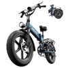Kép 1/13 - URLIFE T5 elektromos kerékpár 750W, 48V 13Ah, 20x4” ballonos gumik, 45 km/h, 125 km hatótáv, összteleszkóp, Shimano 7 - Kék