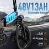 Kép 8/13 - URLIFE T5 elektromos kerékpár 750W, 48V 13Ah, 20x4” ballonos gumik, 45 km/h, 125 km hatótáv, összteleszkóp, Shimano 7 - Fekete
