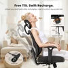 Kép 10/15 - ACGAM CG-5345M ergonomikus irodai szék, 90–130° dönthető háttámla, 3D kartámasz, fejtámla, deréktámasz, hálós, memóriahab, 150 kg