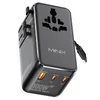 Kép 2/6 - MINIX TP100C univerzális utazó adapter 63 cm kihúzható USB‑C kábellel