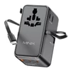 Kép 1/6 - MINIX TP100C univerzális utazó adapter 63 cm kihúzható USB‑C kábellel