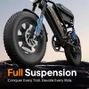 Kép 5/12 - URLIFE T16 elektromos kerékpár, 250W nagy nyomatékú motorral, 48V 13Ah akkumulátorral, akár 100km hatótávval, 25km/h végsebességgel, 16×3.0 zsíros gumikkal, teljes felfüggesztéssel és dupla tárcsafékkel