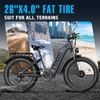 Kép 8/12 - FENGQS H2 Pro elektromos kerékpár, 2×1000W motorral, 52V 20Ah akkumulátorral, 26×4.0 gumik, 50 km/h, 145 km hatótáv, hidraulikus fék – Szürke