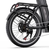 Kép 12/20 - ONESPORT OT16 elektromos kerékpár 20×3.0 gumik, 48V 17Ah akkumulátor, 25 km/h, 3 mód, 7 sebesség, tárcsafék – fekete/barna