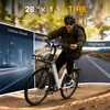 Kép 16/19 - E·Bycco V1 elektromos kerékpár, 250W (500W), 36V 15.6Ah kivehető akku, 25 km/h, akár 90 km hatótáv, 28” e-bike, SHIMANO 7 seb., dupla tárcsafék – Fehér