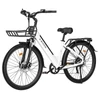 Kép 1/19 - E·Bycco V1 elektromos kerékpár, 250W (500W), 36V 15.6Ah kivehető akku, 25 km/h, akár 90 km hatótáv, 28” e-bike, SHIMANO 7 seb., dupla tárcsafék – Fehér