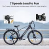 Kép 9/20 - Touroll J1 27.5" trekking kerékpár, 250W motorral, 36V 15.6Ah akkumulátorral, max 100km hatótávval, 1.8" LCD kijelző, Shimano 7 sebesség, tárcsafék – Fekete