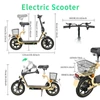Kép 6/20 - TWOFISH M5 Elite‑E EEC minősített elektromos roller üléssel és kosárral, 500W motorral, 48V 13Ah akkumulátorral, 40km/h, 30km hatótáv – Bézs