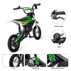 Kép 5/6 - iScooter A12 gyerek elektromos dirt bike, 300W, 36V 4.5Ah, 25 km/h, 20 km hatótáv, 12'' kerék, rugózás, tárcsafék – Zöld