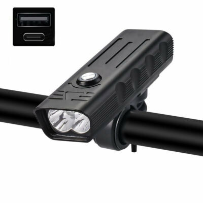 XANES® LV-F004 1/2xT6 USB Újratölthető Akkumulátorral Rendelkező Kerékpáros LED Lámpa - Fekete
