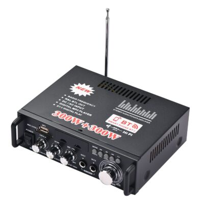 12V / 220V Mini audio teljesítményerősítő 2CH 300W+300W BT digitális audio vevő