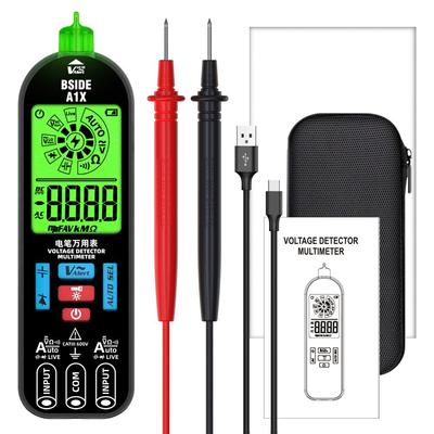 BSIDE kézi digitális multiméter elektromos teszttoll Professzionális feszültségellenállás dióda teszter élő vezetéket felismerő mérő automatikus kikapcsolás és zseblámpa funkcióval