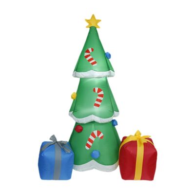 Karácsonyi felfújható karácsonyfa díszdobozokkal, LED-es formájú felfújható karácsonyi kellékek rögzített karókkal, kültéri kerti udvari parti dekorációhoz (6 láb)