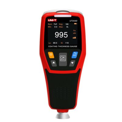 UNI-T digitális bevonat vastagságmérő autófesték-fólia mérő 0-1250 um mérési tartományok LCD háttérvilágítású kijelzővel/3 színű figyelmeztető lámpával/USB adatátviteli funkcióval