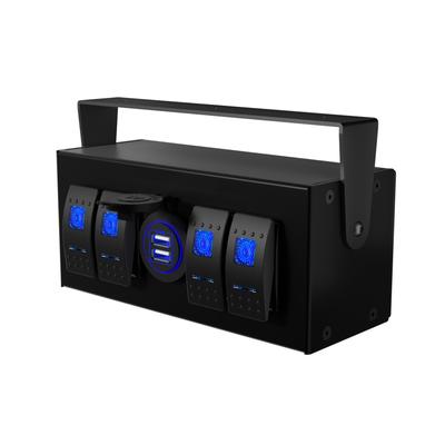 4 Gang Rocker billenőkapcsoló doboz 4 irányú USB gyorstöltő kék fény kapcsoló Kettős USB 4.8A 12/24V univerzális többfunkciós szerelődoboz lakókocsi kamion utánfutó jachthoz