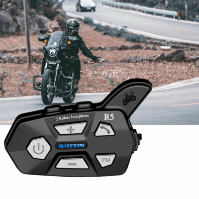 WAYXIN R5 Vezetéknélküli Bluetooth Motorkerékpáros Kihangosító - Fekete (2db.)