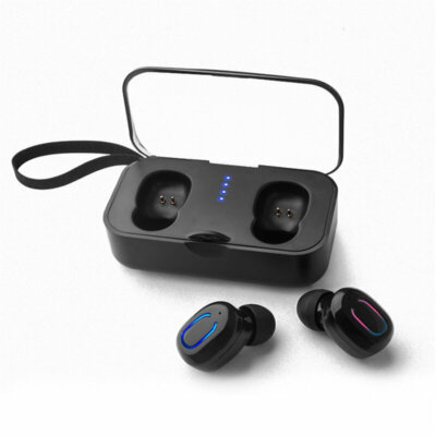 Bakeey TWS Vezetéknélküli bluetooth BT5.0 Vezetéknélküli HiFi Fülhallgató Töltő Tokkal - Fekete