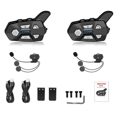 EU ECO Raktár - WAYXIN Vezetéknélküli Bluetooth Motorkerékpáros Intercom Kihangosító Headset Mikrofonnal - Fekete