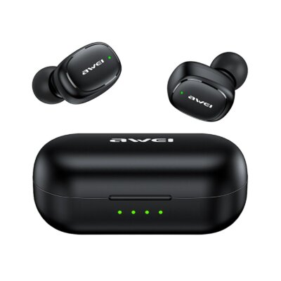 AWEI T13 Pro Vezetéknélküli IPX7 Sztereó Vízálló Bluetooth Fülhallgató Töltő Tokkal - Fekete