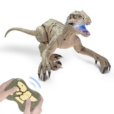 2,4 Ghz RC Realistic Velociraptor dinoszaurusz LED fénnyel, zúgással