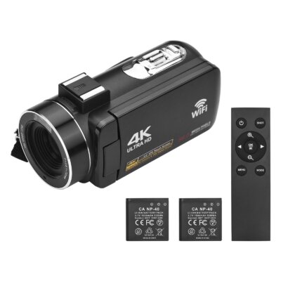 4K WiFi DV kamera 56 MP 18X digitális zoom 3,0 hüvelykes IPS érintőképernyő - Fekete