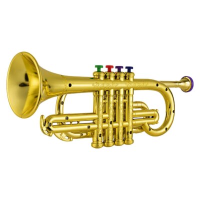 Trombita gyerekeknek Fúvós hangszerek ABS fémes arany trombita 4 színes billentyűvel