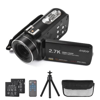 Andoer 2.7K digitális videokamera kamera DV felvevő 48MP 16X digitális zoom 3.0 hüvelykes IPS érintőpanel