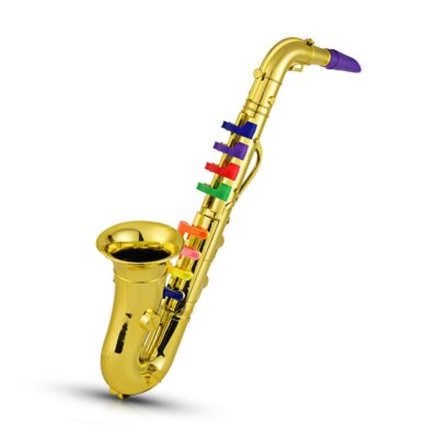 Szaxofon gyerekeknek zenei fúvós hangszerek ABS metál arany szaxofon 8 színes billentyűvel