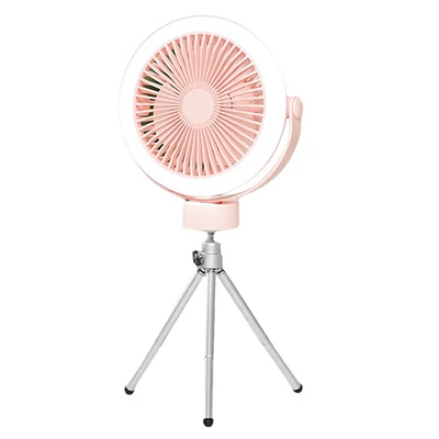 Újratölthető akkumulátoros kemping ventilátor és hordozható USB LED lámpa akasztható vagy asztali használatra, 2400mah - Hurrikán pink