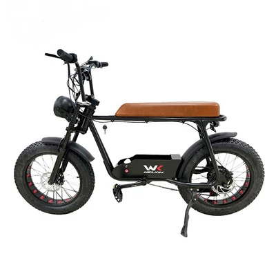 WELKIN WKEM003 20*4,0 hüvelykes vastag gumiabroncsok Retro 1200W motoros elektromos kerékpár - Fekete