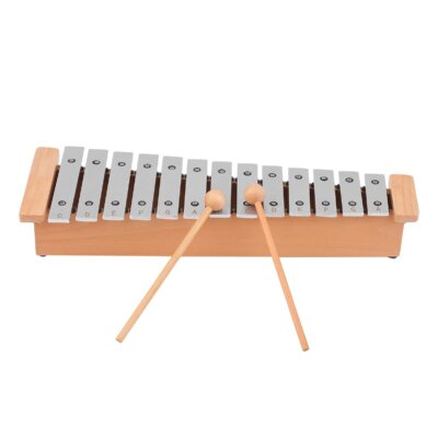 13 hangos Glockenspiel hordozható alumínium xilofon ütős hangszer fa pálcákkal