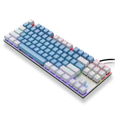 iBlancod K87 87 Gombos Vezetékes Mechanikus Gamer Billentyűzet - Fehér + Kék