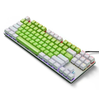 iBlancod K87 87 Gombos Vezetékes Mechanikus Gamer Billentyűzet - Fehér + Zöld