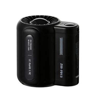USB újratölthető hordozható derékra akasztott ventilátor némítás lapát nélkül - Fekete