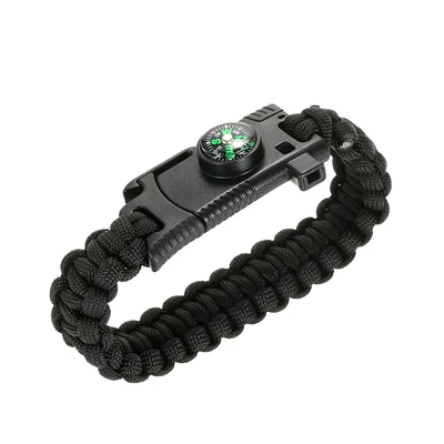 Kültéri eszközök túlélési paracord karkötők Többfunkciós ejtőernyős kötél tűzkő kaparó iránytű mentő síp