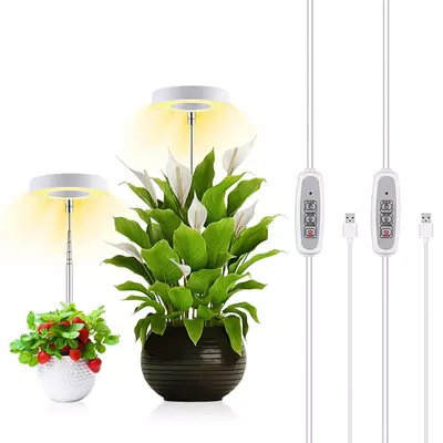 Növénytermesztési fényerősség szabályozó, 2/4/8 órás időzítésű mini körkörös LED-lámpa beltéri növényekhez