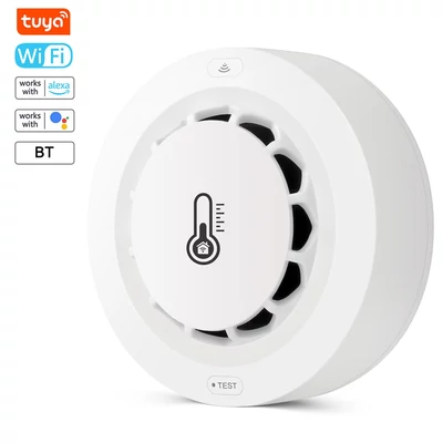 Tuya Wifi BT két csatlakozású füstérzékelő hőmérséklet páratartalom mérő készülék