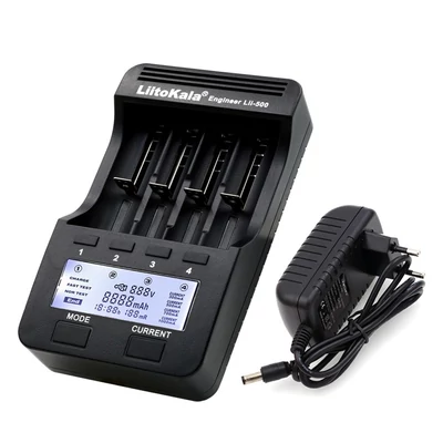 LiitoKala Lii-500 4 nyílásos LCD legokosabb akkumulátortöltő készlet EU adapterrel
