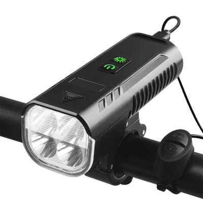 Kerékpár első lámpa kürtös USB újratölthető vízálló éjszakai lámpa 8 világítási móddal