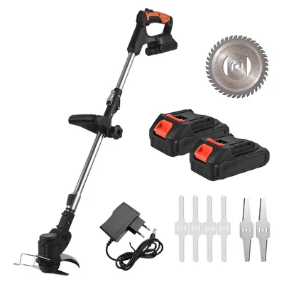 Akkus fűnyíró Weed Wacker 21V gyomirtó gép LCD képernyővel Könnyű, állítható magasságú fém vágópenge - 2 akkumulátor
