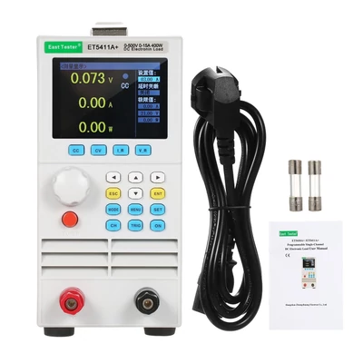 East Tester ET5411A+ programozható egycsatornás DC elektronikus terhelésű 500V 15A 400W teszter CC CV CR CP CC+CV CR+CV mód 2,8 hüvelykes TFT LCD képernyő akkumulátor és LED teszter