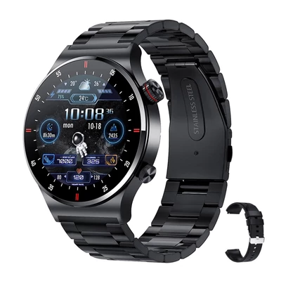 QW33 1,28 hüvelykes sport okosóra IP67 vízálló BT5.1 fitneszkövető többfunkciós, Android5.0/iOS10.0 kompatibilis - Fekete, változat 2