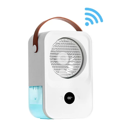 Hordozható légkondicionáló hűtőventilátor 4 szélsebességgel állítható, USB-vel újratölthető - Hangvezérléssel